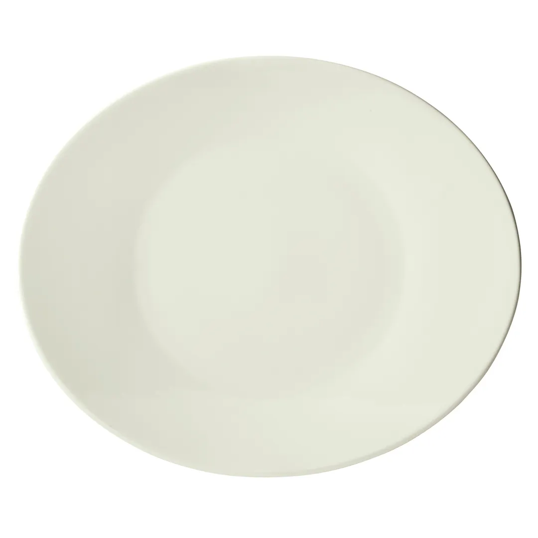 Winco OKP-13PL-AW Oval Porcelain China Platter, 13" x 11-3/8" x 1-1/2", White Finish - 1 Dozen