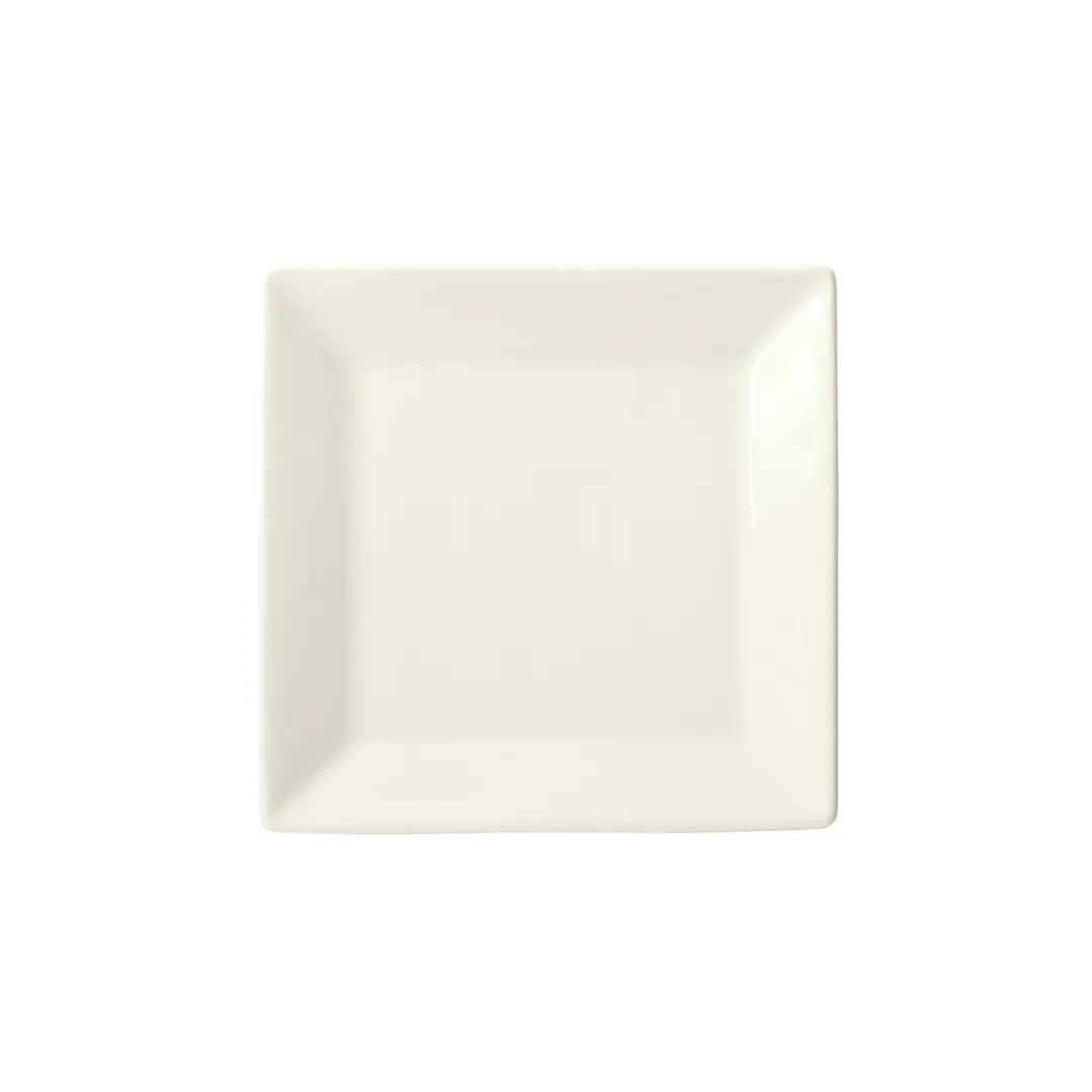 Winco RPS-7-AW Royalsquare Square China Plate, 7" x 7" x 3/4", Porcelain, American White - 1 Dozen