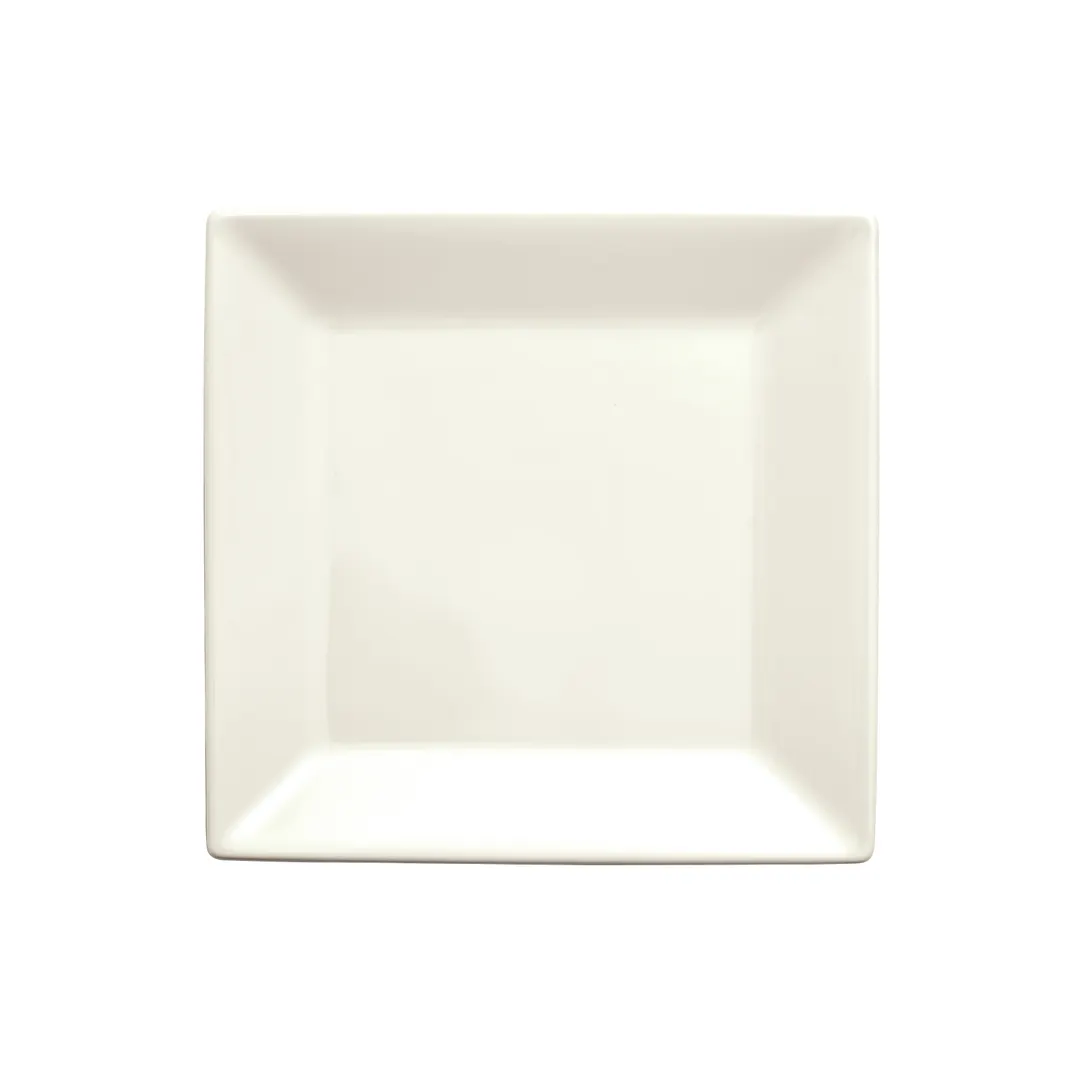 Winco RPS-8-AW Square China Plate, 8" x 8" x 3/4" Porcelain, American White Finish - 1 Dozen