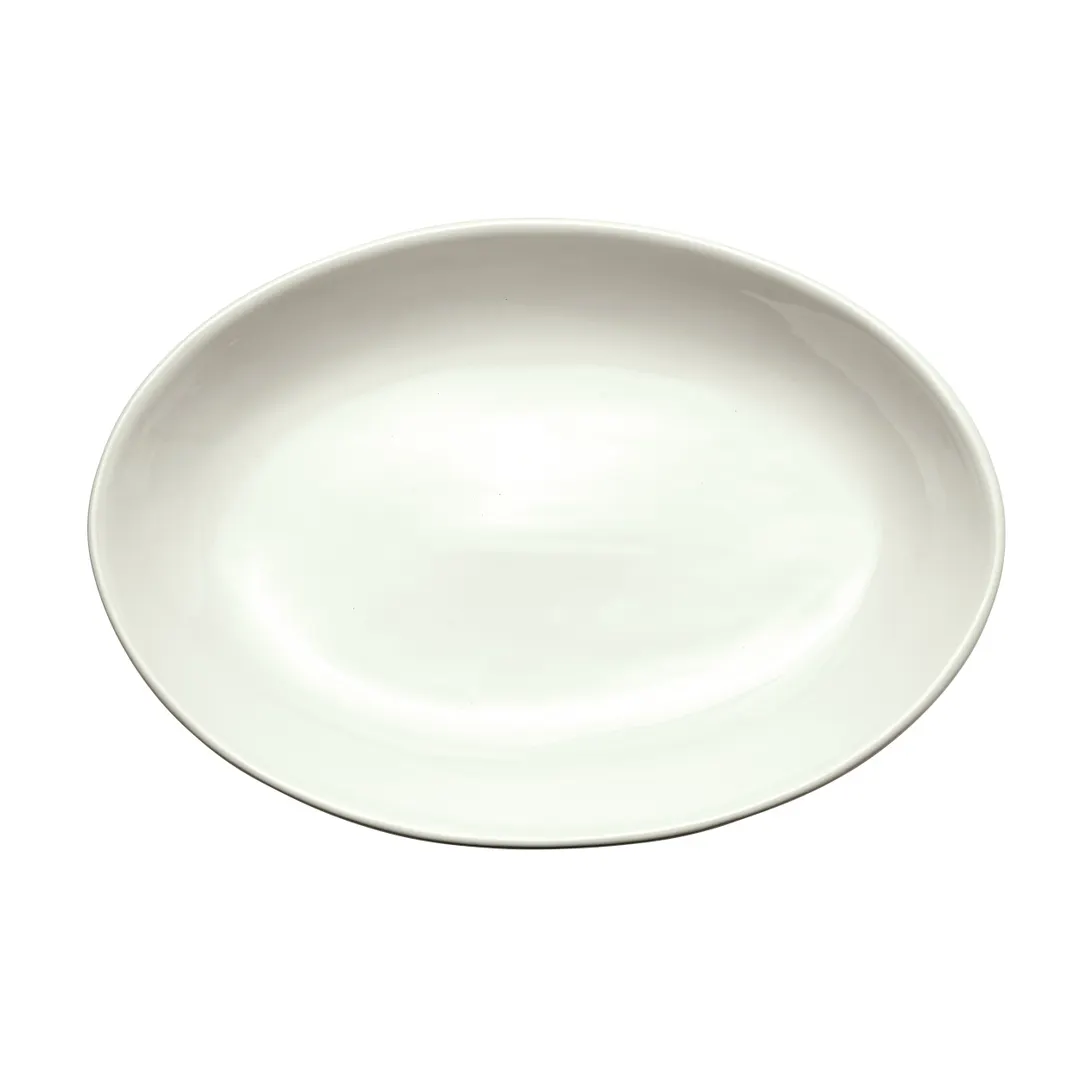 Winco SPO-155-AW Oval China Platter, 15"-Wide x 11"-Deep x 2" Porcelain, White Finish - 1 Dozen
