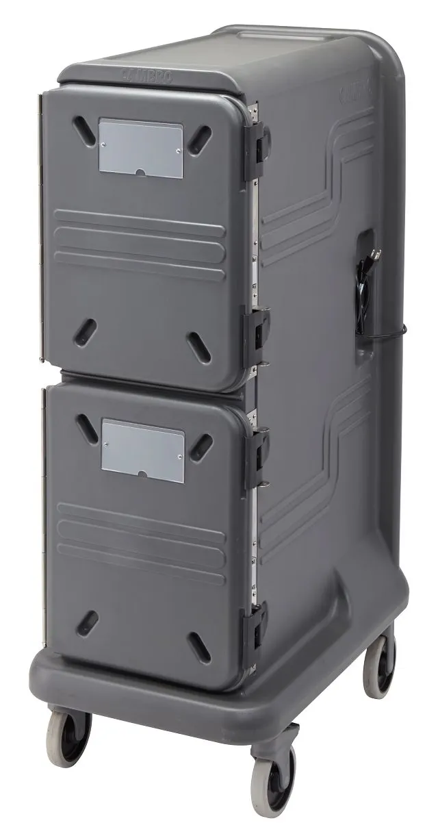 Cambro PCU800HP615 Pro Cart Ultra Electric Food Pan Carrier, 21.9"W x 34"D x 59"H, 8-Deep GN 1/1 Pans, Touch Screen, Front Loading, 1 Hot & 1 Passive Compartment, Nylon Latches, 4" Casters (2 Locking), 115V, 507W