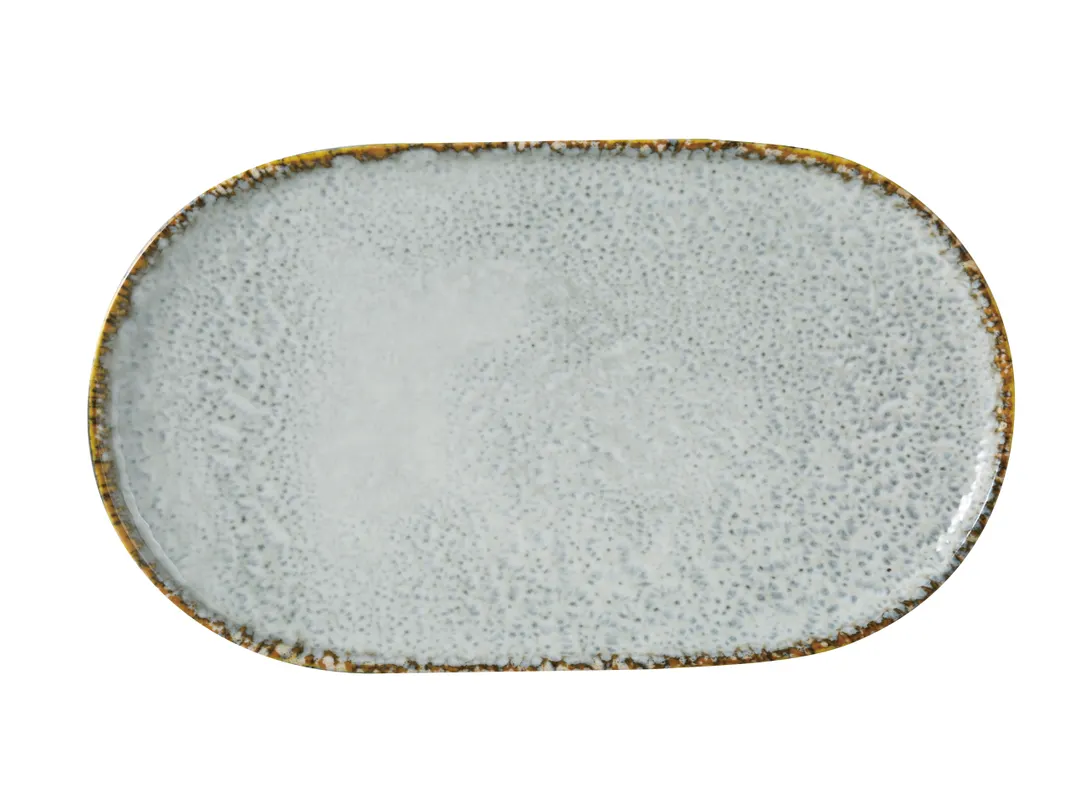 Yanco IB-214 – Iris Blue Oval China Plate, 13 5/8" x 7 7/8" x 7/8", Dishwasher Safe - 1 Dozen