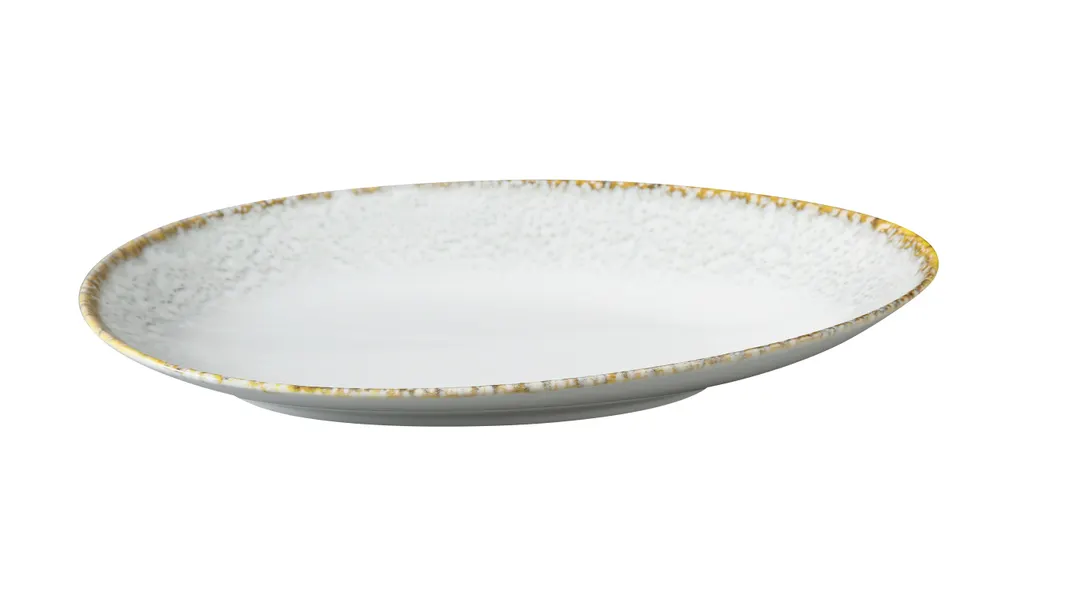Yanco IB-313 Iris Blue Oval China Plate, 13"¾ x 8"¼ x 2"⅛ Dishwasher and Microwave Safe - 1 Dozen