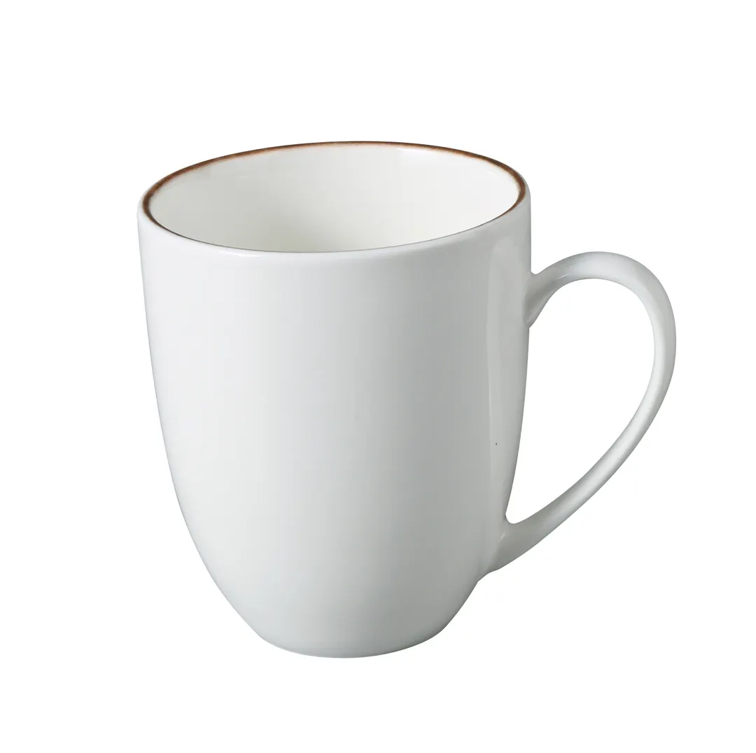 Yanco LE-012 - China Mug, 3 5/8" x 4", 12 oz, White/Brown, Dishwasher & Microwave Safe - 1 Dozen