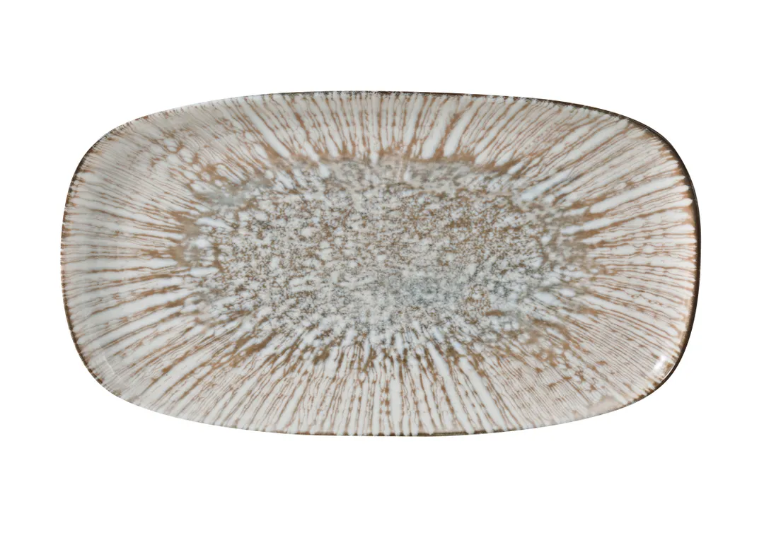 Yanco LE-213 - Oval China Plate, 12 7/8" x 7" x 1", White & Brown, Dishwasher Safe - 1 Dozen