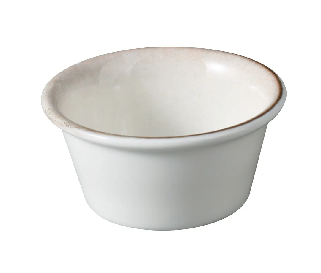 Yanco LE-303 - Sauce Dish, 3 1/8" x 1 1/2", 3 Oz, White & Brown China, Dishwasher Safe - 1 Dozen