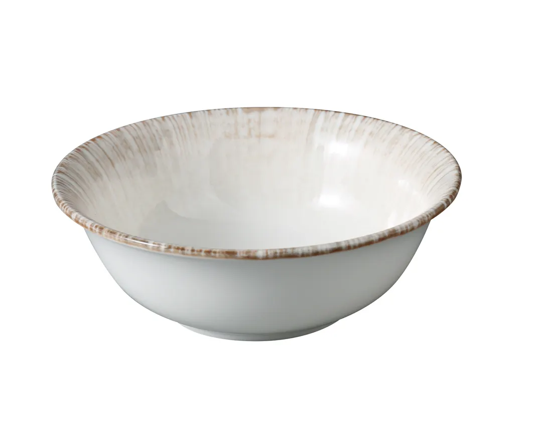 Yanco LE-306 - Legna Round Salad Bowl 6" x 2" 18 Oz White/Brown Microwave Safe - 1 Dozen