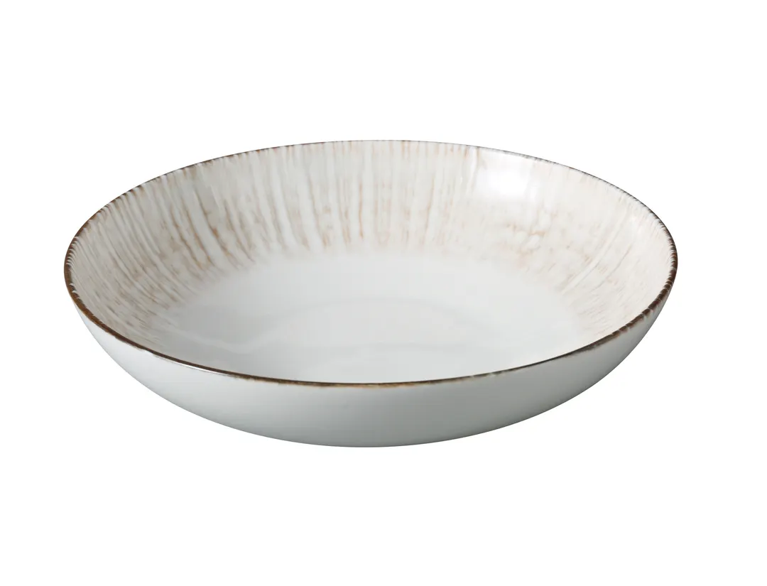 Yanco LE-310 Legna Bowl 10" x 2.5" 60 oz White and Brown China Dishwasher Safe - 1 Dozen
