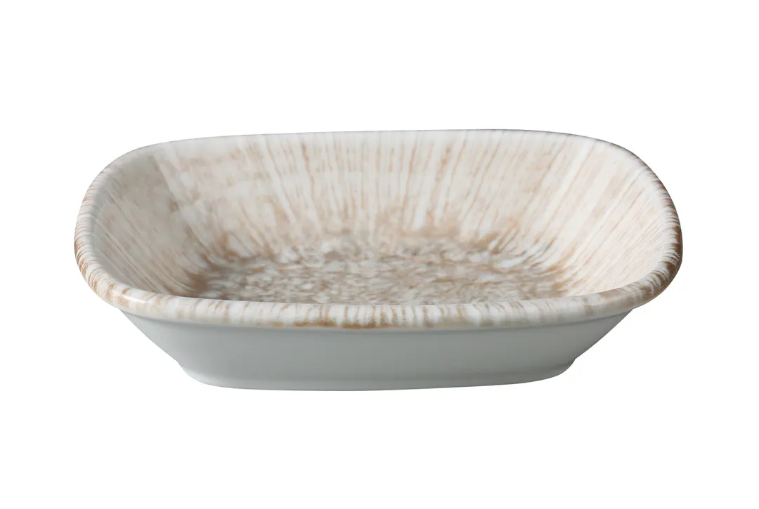 Yanco LE-405 - Rectangular China Bowl 5" x 3½" x 1", 4 oz White/Brown Microwave Safe - 1 Dozen