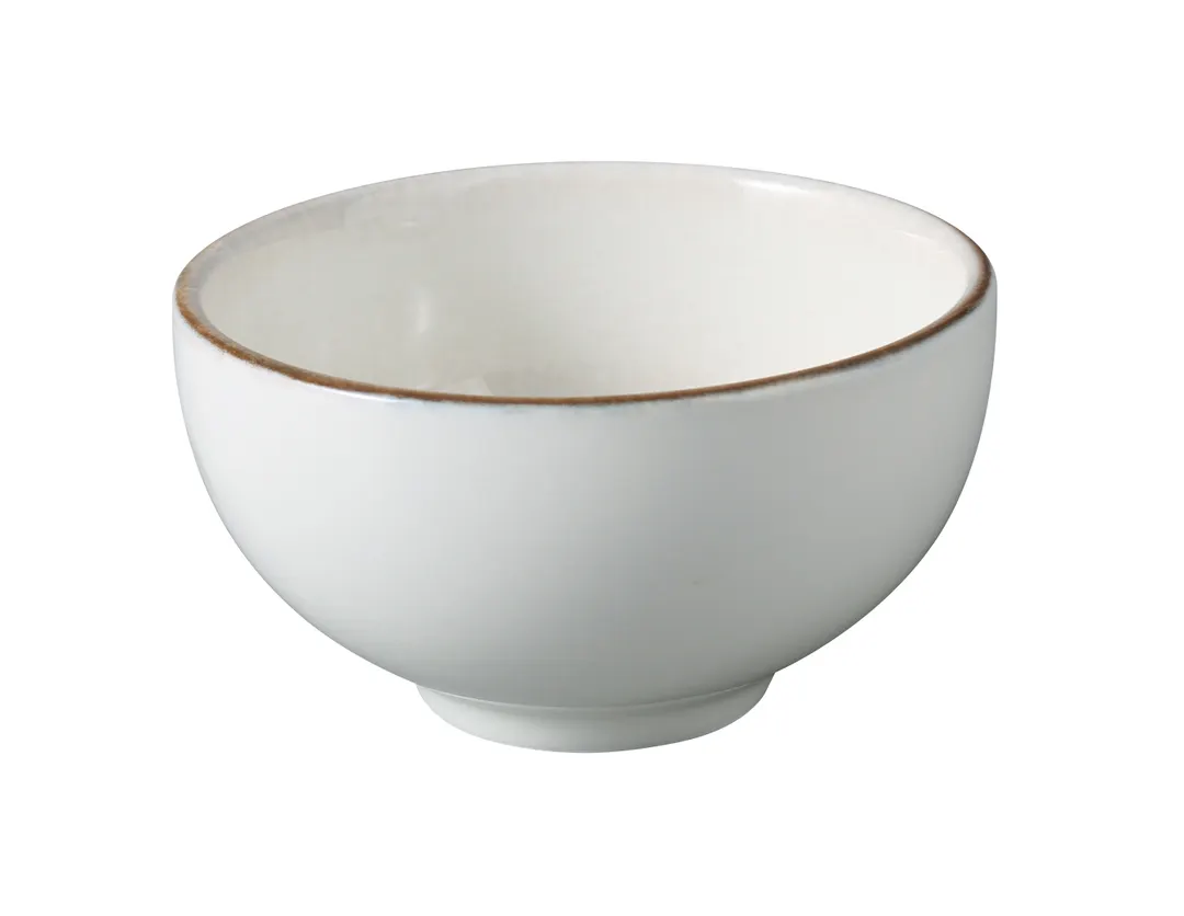 Yanco LE-504 Legna Rice Bowl, 4½" x 2½" (10 oz) China, White/Brown, Dishwasher Safe - 1 Dozen