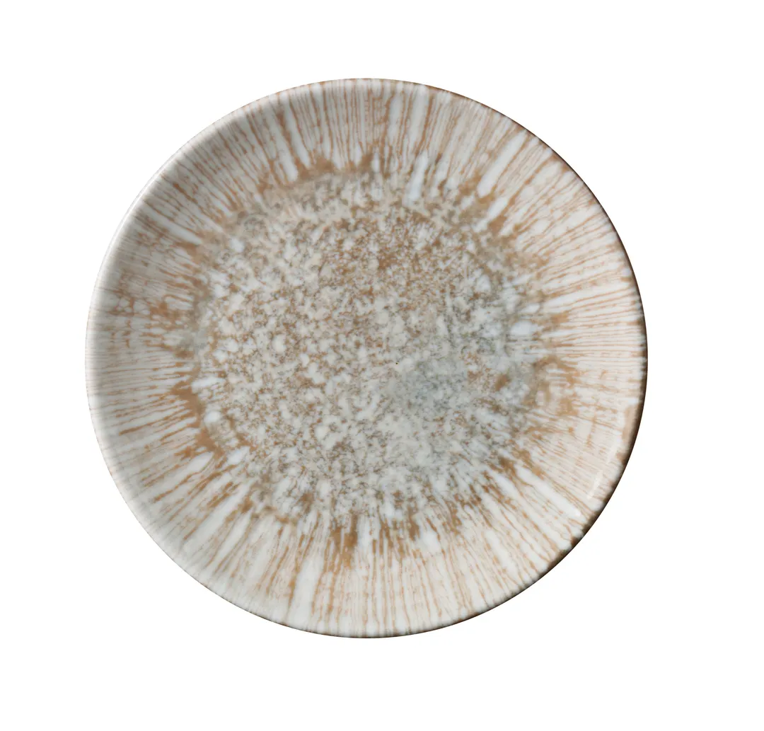 Yanco LE-706 - Legna Round China Plate, 6 1/4" x 3/4", White & Brown, Dishwasher Safe - 1 Dozen