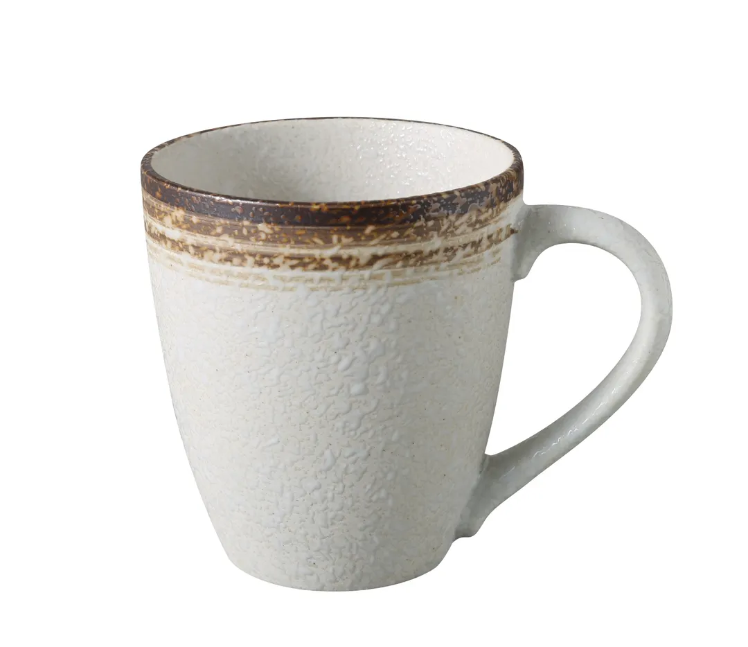 Yanco RO-012 Rockeye China Mug, 12 oz (3 5/8" x 4"), White and Brown, Dishwasher/Microwave - 1 Dozen