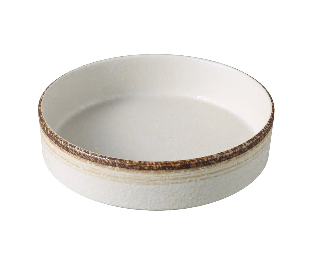 Yanco RO-2706 - China Bowl, 6" Diameter, 16 oz Capacity, White/Brown, Dishwasher Safe 1 Dozen