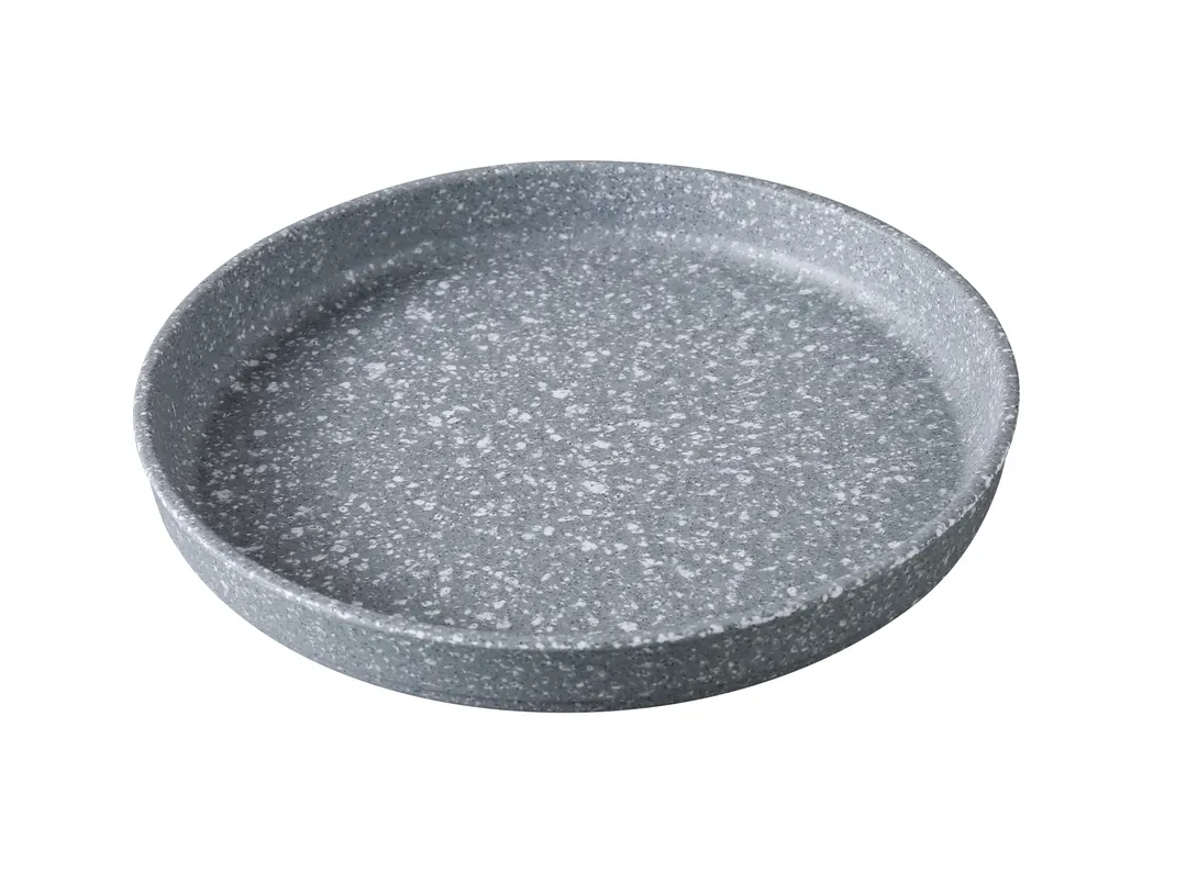 Yanco ST-106 - Stone Art Round Plate, 6" x ¾" Gray Melamine, Dishwasher Safe - 1 Dozen
