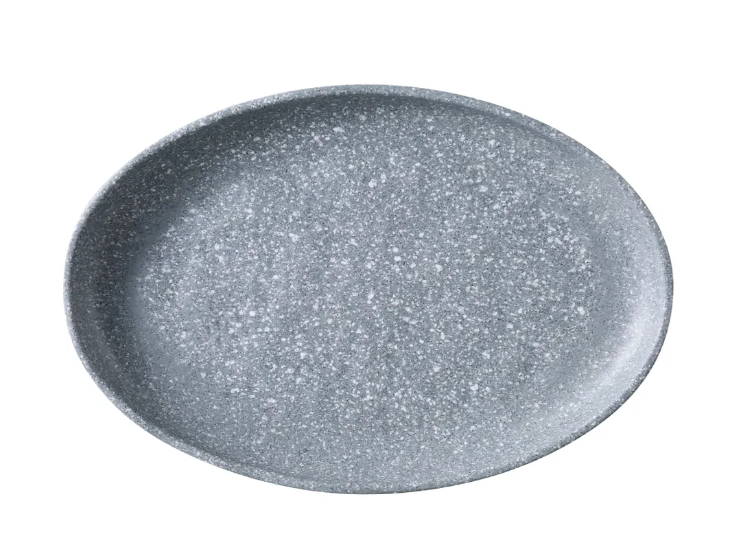 Yanco ST-214 Round Melamine Platter, 14" x 9 3/8" x 1 1/4", Gray, Break‑Resistant - 1 Dozen