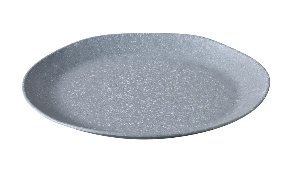 Yanco ST-216 Stone Art Round Platter, 16" x 12" x 1.5", Gray Melamine, Dishwasher Safe - 1 Dozen