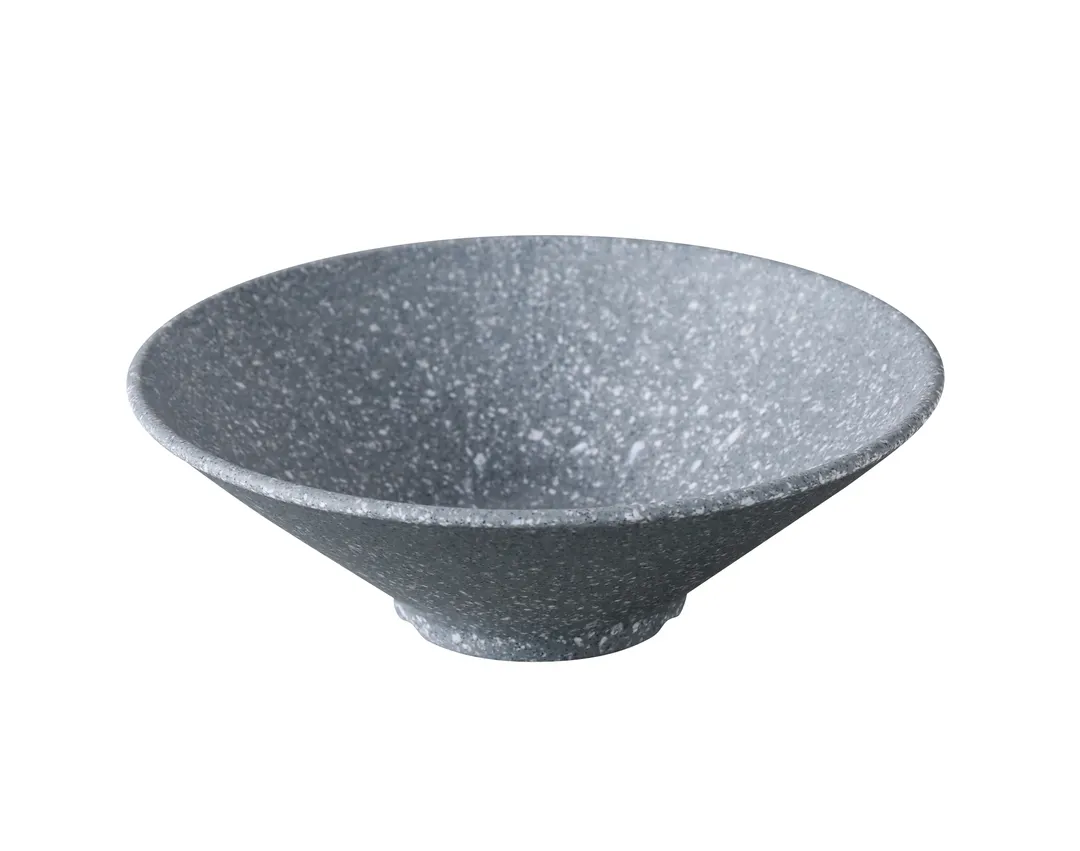 Yanco ST-508 Stone Art Ramen Bowl, 8 3/4" x 2 7/8" 35oz Gray Melamine, Dishwasher Safe - 1 Dozen