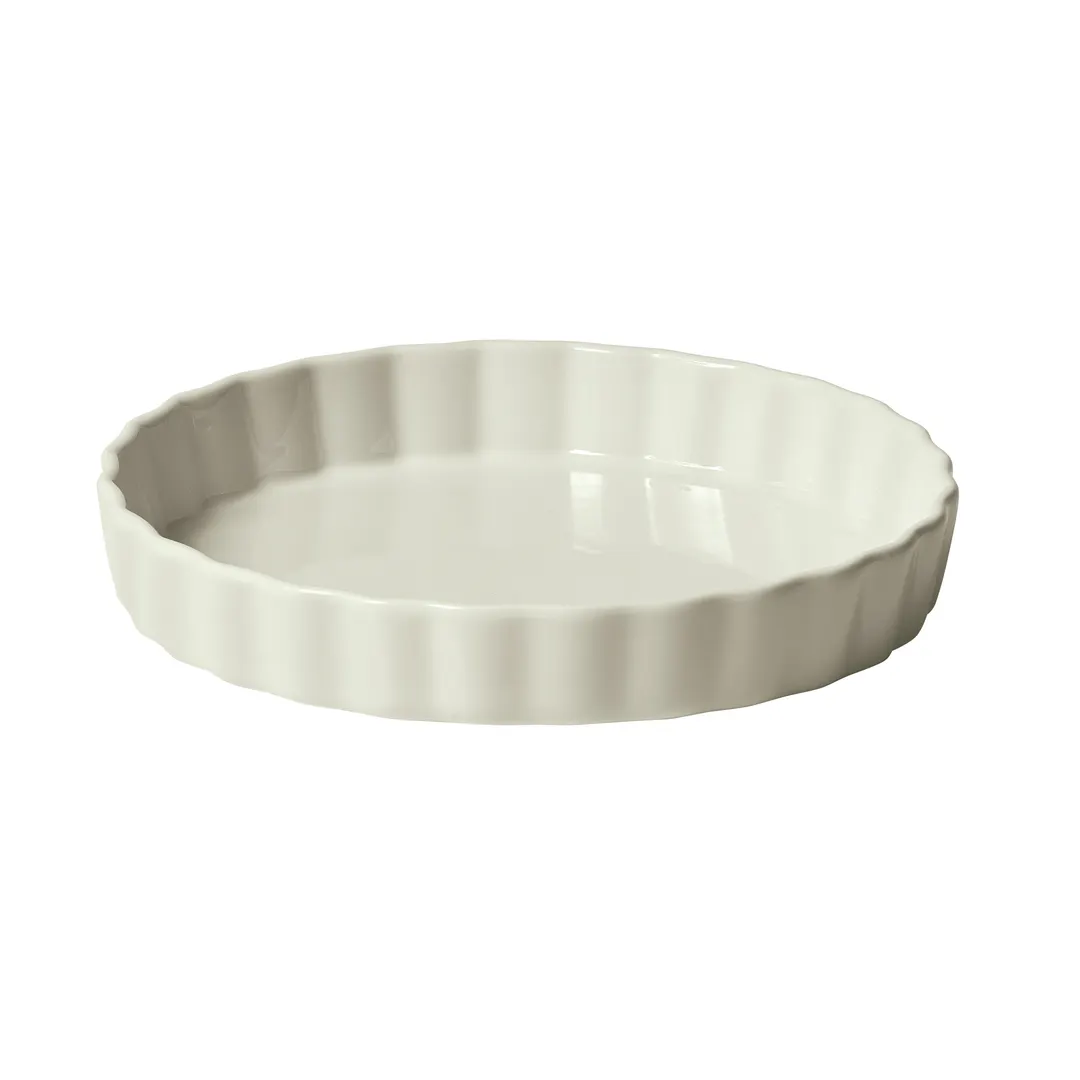 Winco QBD-75-AW - 18 oz Round Porcelain Baking Dish, 7" x 7" x 1.25" White Fluted - 1 Dozen