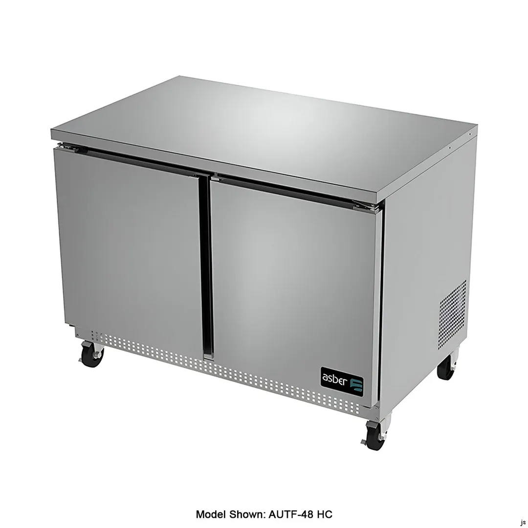 Asber AUTF-48-P 48" 2-Door Undercounter Freezer, Stainless Steel, 12 cu. ft.