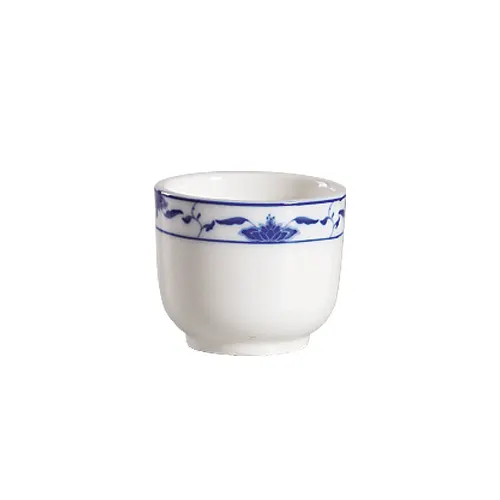 CAC China 103-54 - Blue Lotus Tea Cup, 4 oz, 2‑3/4" Dia x 2‑3/8" H, Porcelain, Blue White - 1 Dozen