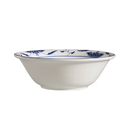 CAC China 103-74 Blue Lotus Noodle Bowl, 7" Dia x 2-1/4" H, 21 oz Porcelain, Blue Finish - 1 Dozen