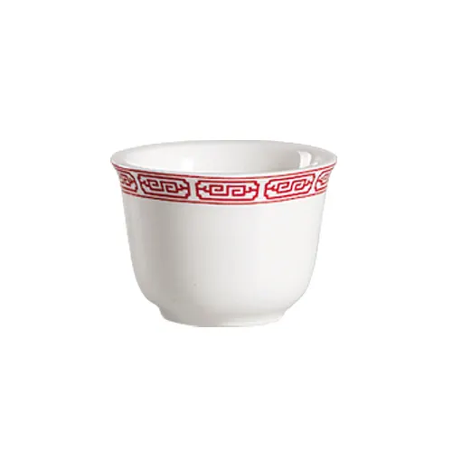 CAC China 105-55 Red/Bone White Tea Cup, 5 oz, 3" Dia x 2-1/4" H, Dishwasher Safe - 1 Dozen