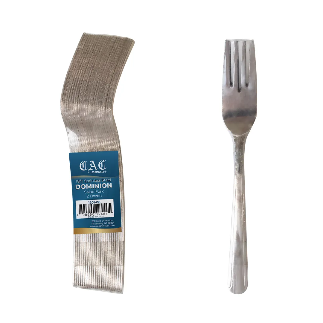 CAC China 1201-06 Dominion Salad Fork, 6" Length, 18/0 Stainless Steel, Medium Weight - 1/Pack