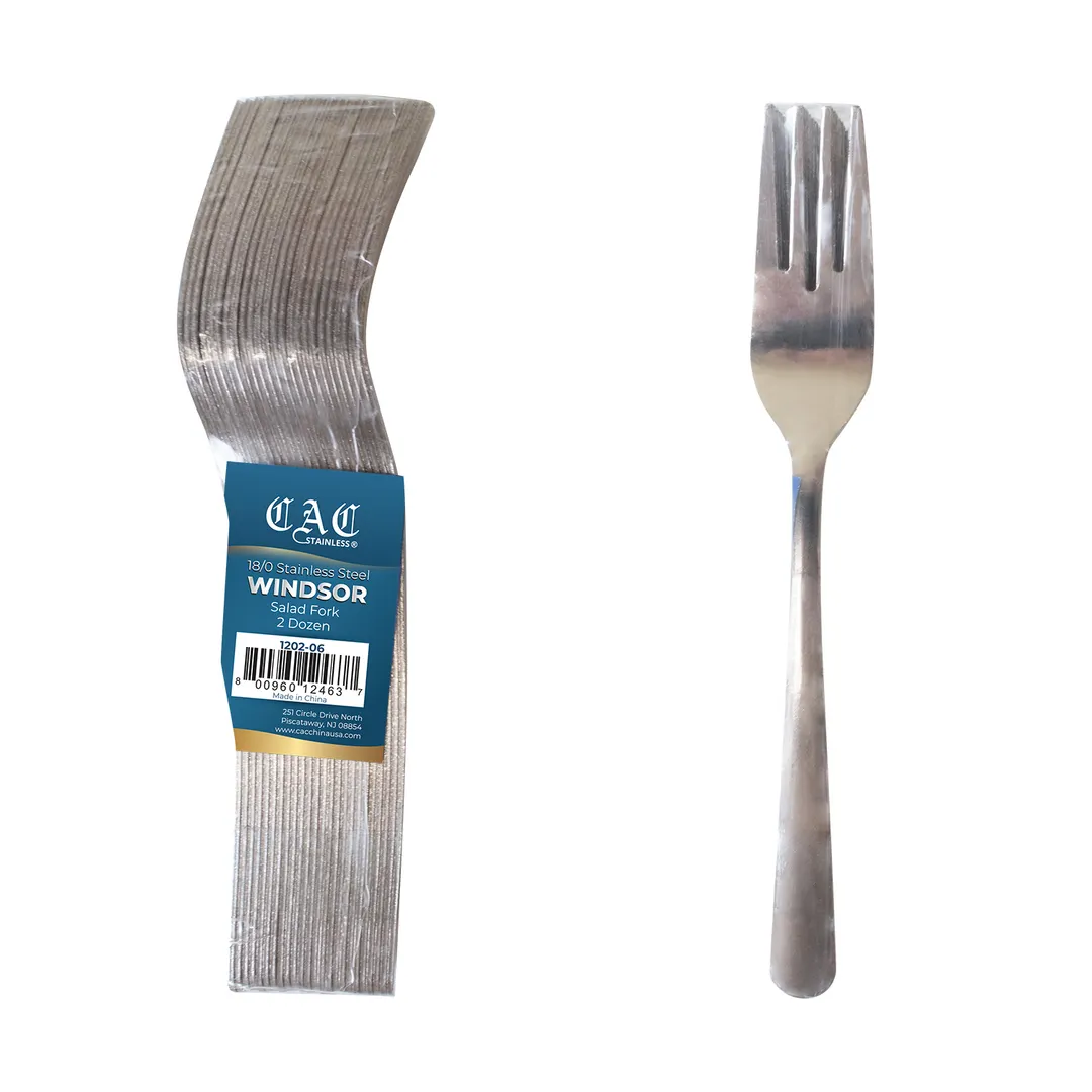 CAC China 1202-06 Windsor Salad Fork, 6" Length, 18/0 Stainless Steel, Medium Weight - 1/Pack