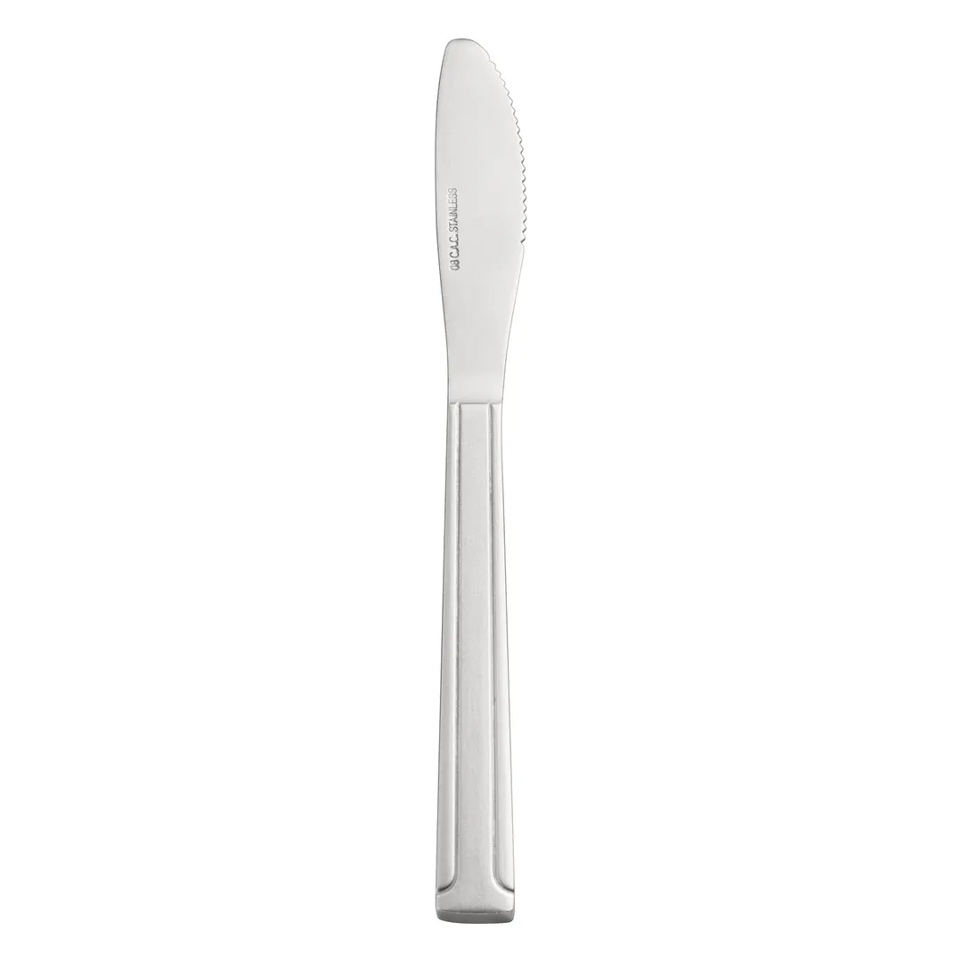 CAC China 2001-08 Dinner Knife, 7-7/8" Solid Handle, 18/0 Stainless Steel Frost Finish - 1 Dozen
