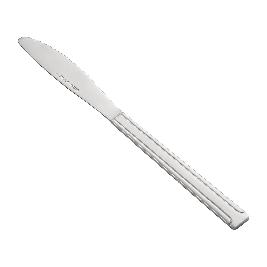 CAC China 2001-08 Dinner Knife, 7-7/8" Solid Handle, 18/0 Stainless Steel Frost Finish - 1 Dozen