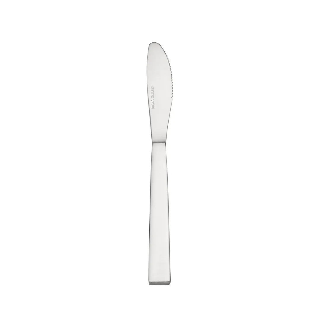 CAC China 2002-08 Windsor Dinner Knife, 8" Length, Solid Handle, 18/0 Stainless Steel - 1 Dozen