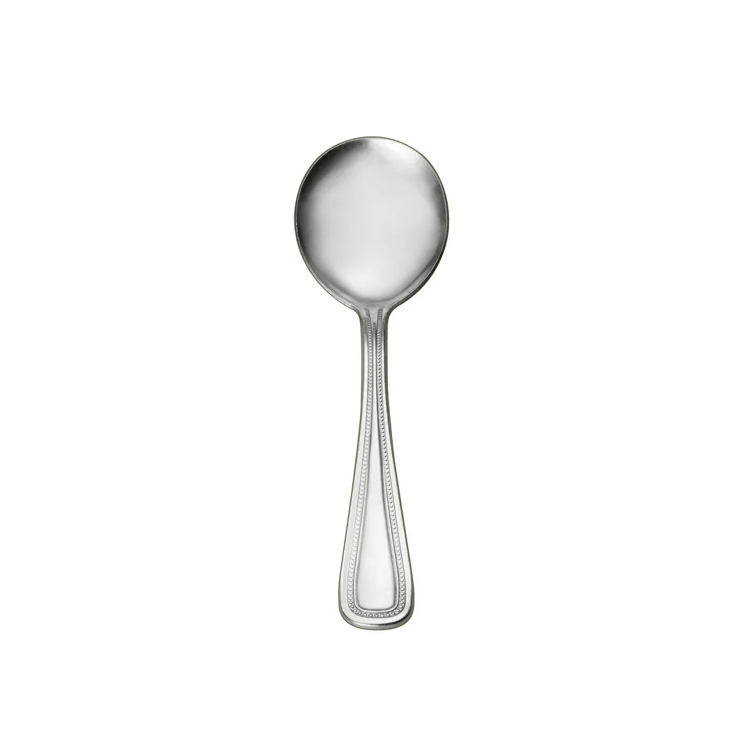 CAC China 2008-04 Pearl Bouillon Spoon, 6-1/4" Length, Heavy Weight, 18/0 Stainless Steel - 1 Dozen