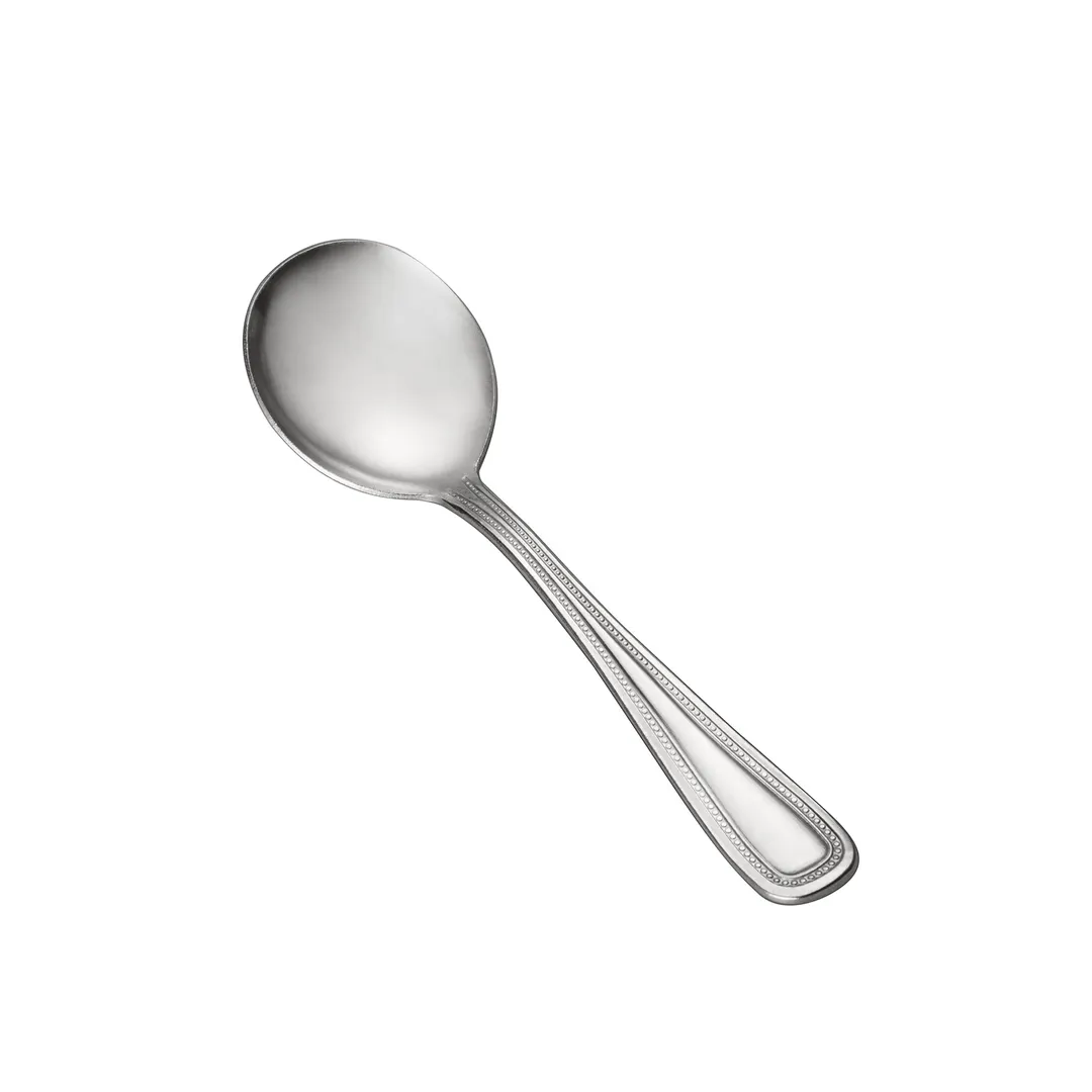 CAC China 2008-04 Pearl Bouillon Spoon, 6-1/4" Length, Heavy Weight, 18/0 Stainless Steel - 1 Dozen