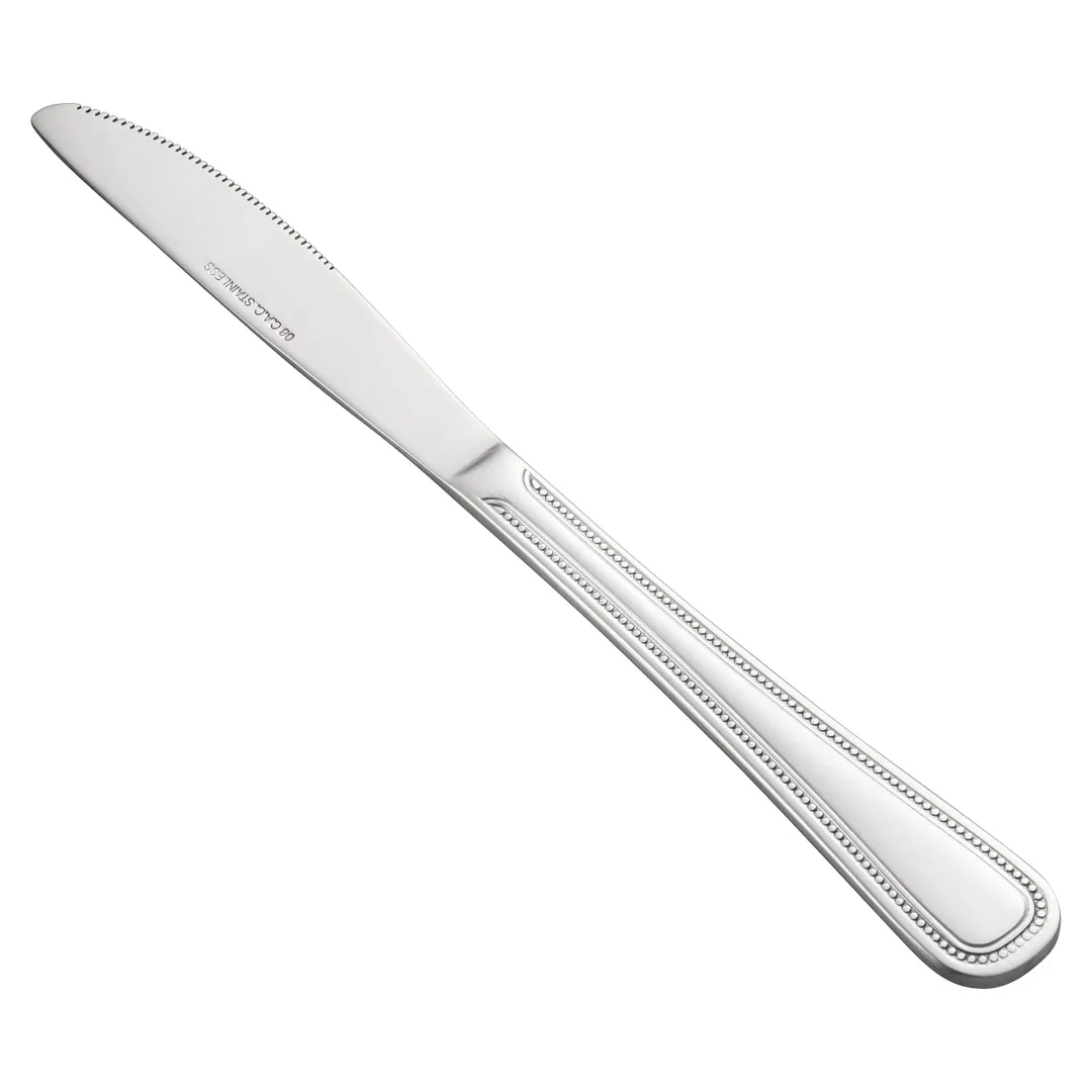 CAC China 2008-08 Pearl Dinner Knife 8-3/4" Length Solid Handle 18/0 Stainless Steel - 1 Dozen