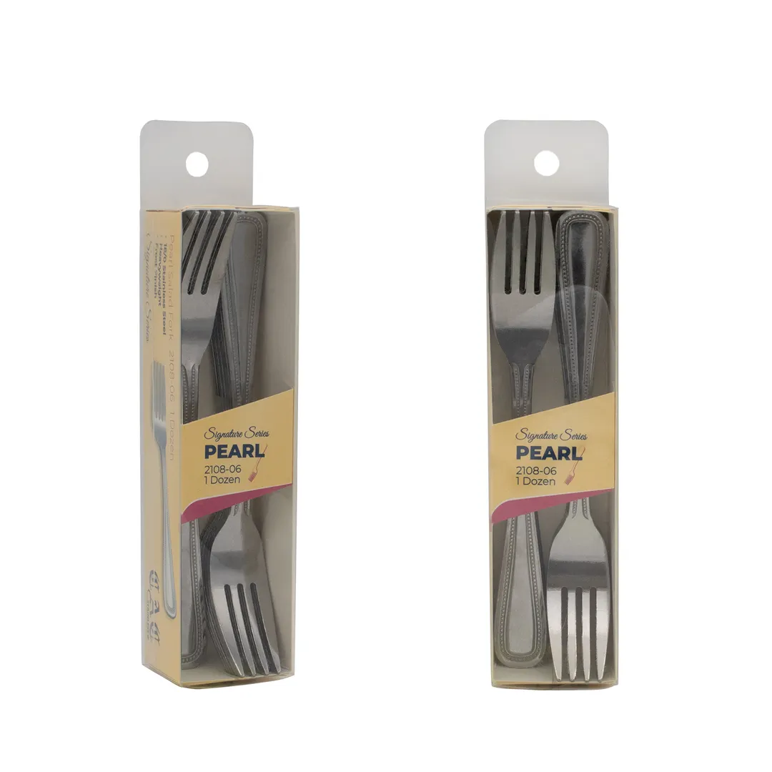 CAC China 2108-06 Pearl Salad Fork, 6" Length, 18/10 Stainless Steel, Clear Packaged - 1 Dozen