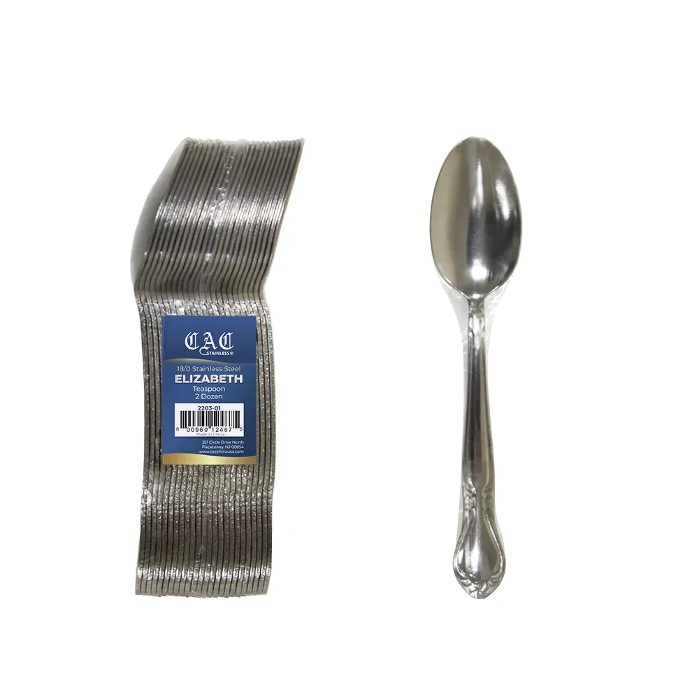 CAC China 2203-01 - Teaspoon, 6 3/8" Length, 18/0 Stainless Steel Frost Finish, Heavy - 1/Pack