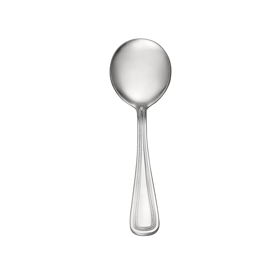 CAC China 3008-04 Black Pearl Soup Bouillon Spoon, 6-1/8", Heavy, 18/0 Stainless Steel - 1 Dozen