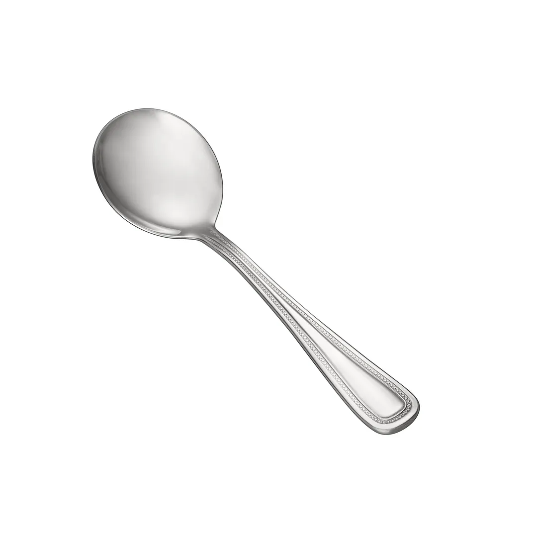 CAC China 3008-04 Black Pearl Soup Bouillon Spoon, 6-1/8", Heavy, 18/0 Stainless Steel - 1 Dozen