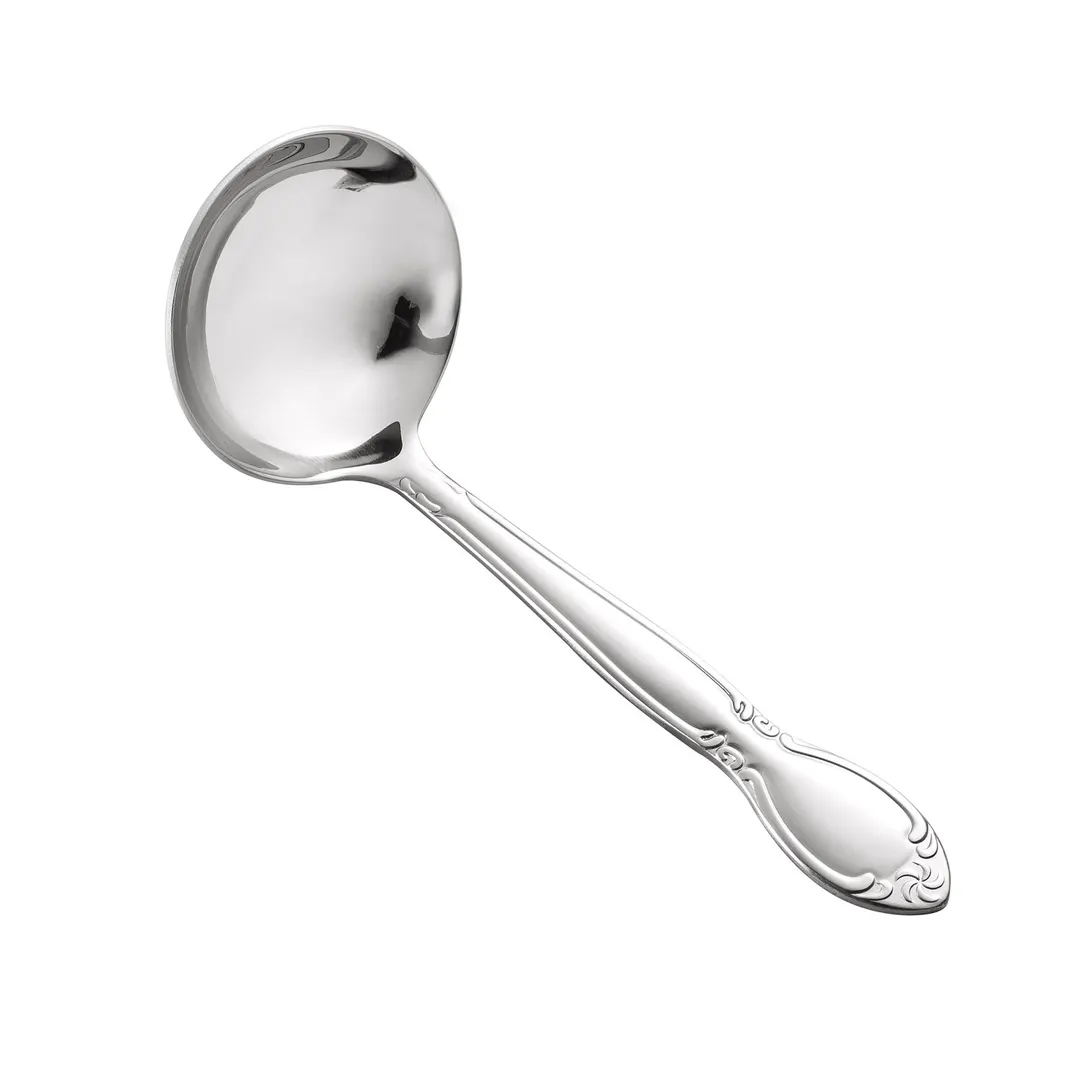 CAC China 3023-36 Louvre Ladle, 1 oz., 7"L, Heavy-Duty One-Piece, 18/0 Stainless Steel - 1 Dozen