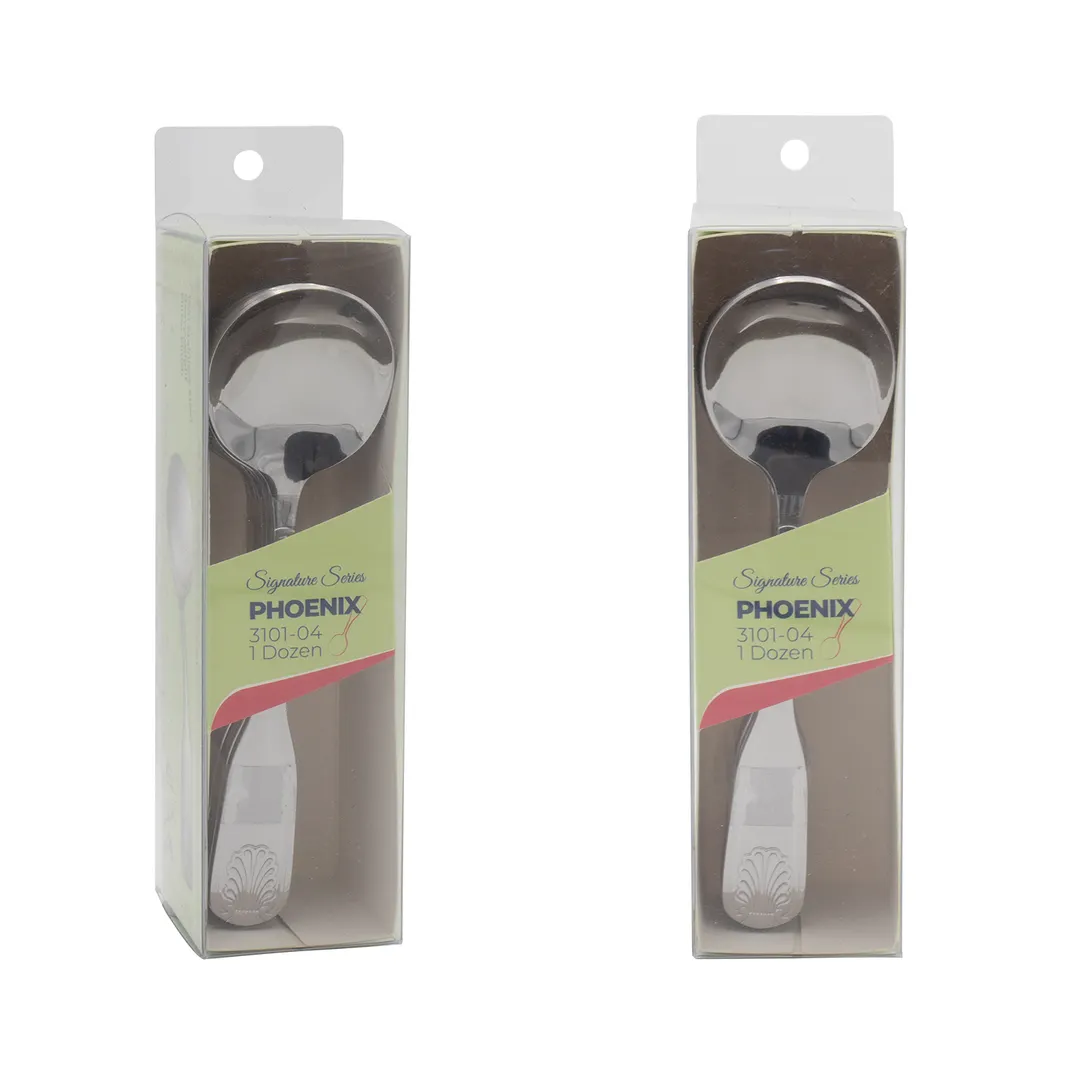 CAC China 3101-04 Phoenix CPK Bouillon Spoon, 6 3/8" Heavy-Duty, 18/0 Stainless Steel - 1 Dozen