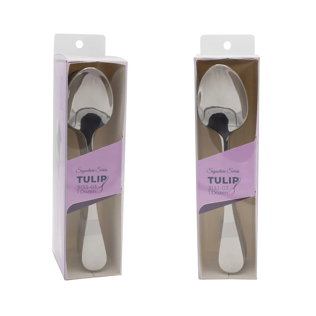 CAC China 3133-03 - Tulip CPK Dinner Spoon, 7-1/4" Extra Heavy Duty, 18/0 Stainless Steel - 1 Dozen