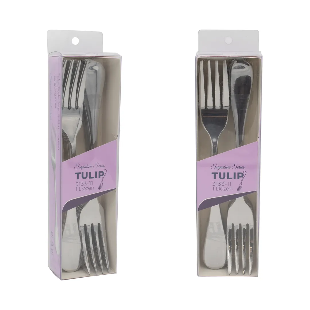 CAC China 3133-11 Tulip CPK Table Fork, 8-1/4" Heavy Weight, 18/0 Stainless Steel - 1 Dozen