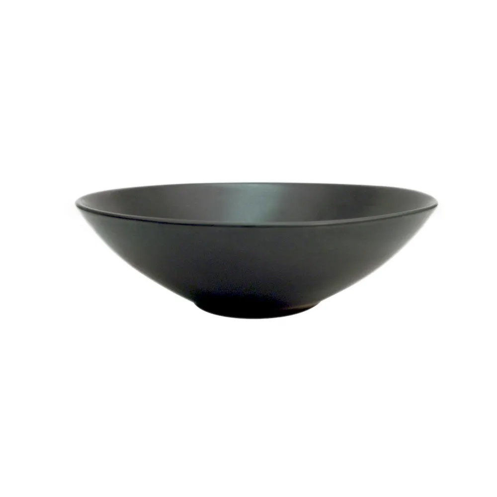 CAC China 666-28-BLK - Japanese 8" Round Salad Bowl, 30 oz (2½" H), Black Ceramic Glaze - 1 Dozen