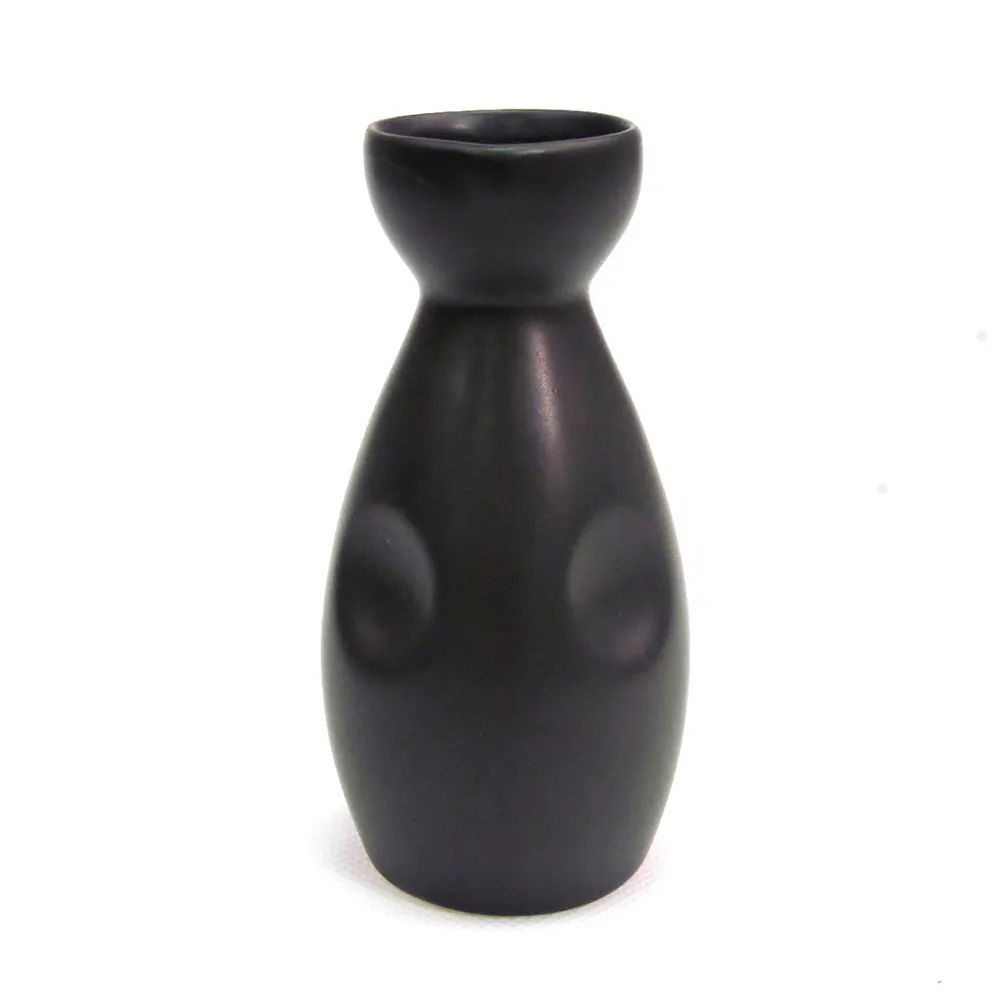 CAC China 666-WP-BLK Japanese Sake Pot, 6 oz, 1-3/4" dia. x 5-1/4"H, Stoneware, Black - 1 Dozen