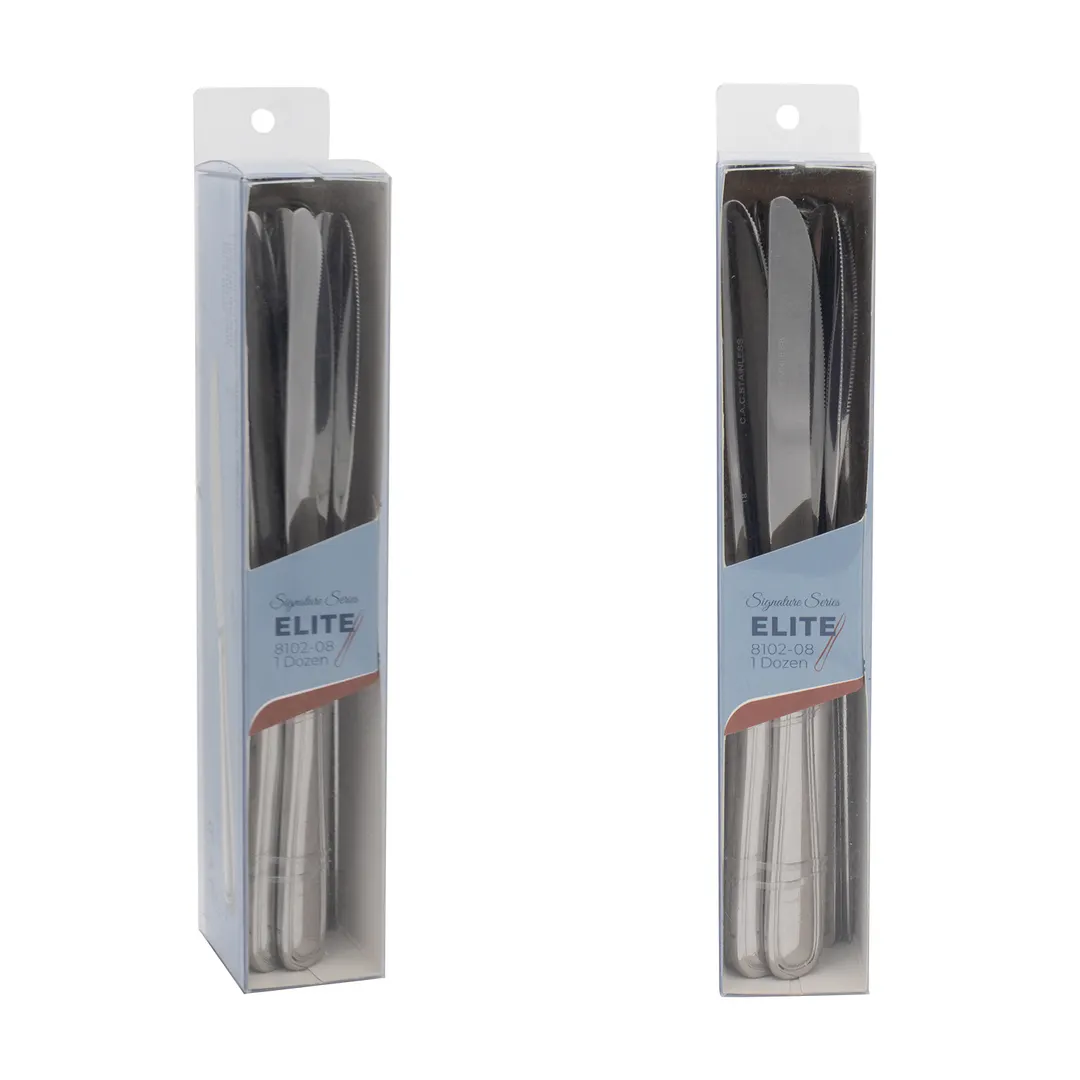 CAC China 8102-08 Elite CPK Dinner Knife, 9 1/4" Extra Heavy Weight, 18/8 Stainless Steel - 1 Dozen