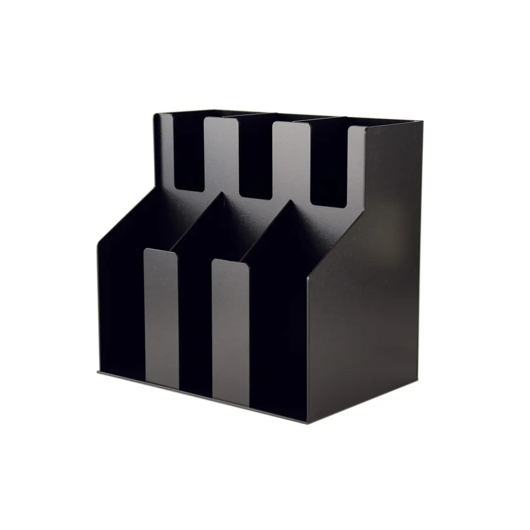 CAC China ACO2-3B Cup Lid Organizer, 2-Tier 3-Stack, Fits 4" Dia. Cups/Lids, Black Acrylic, BPA-Free