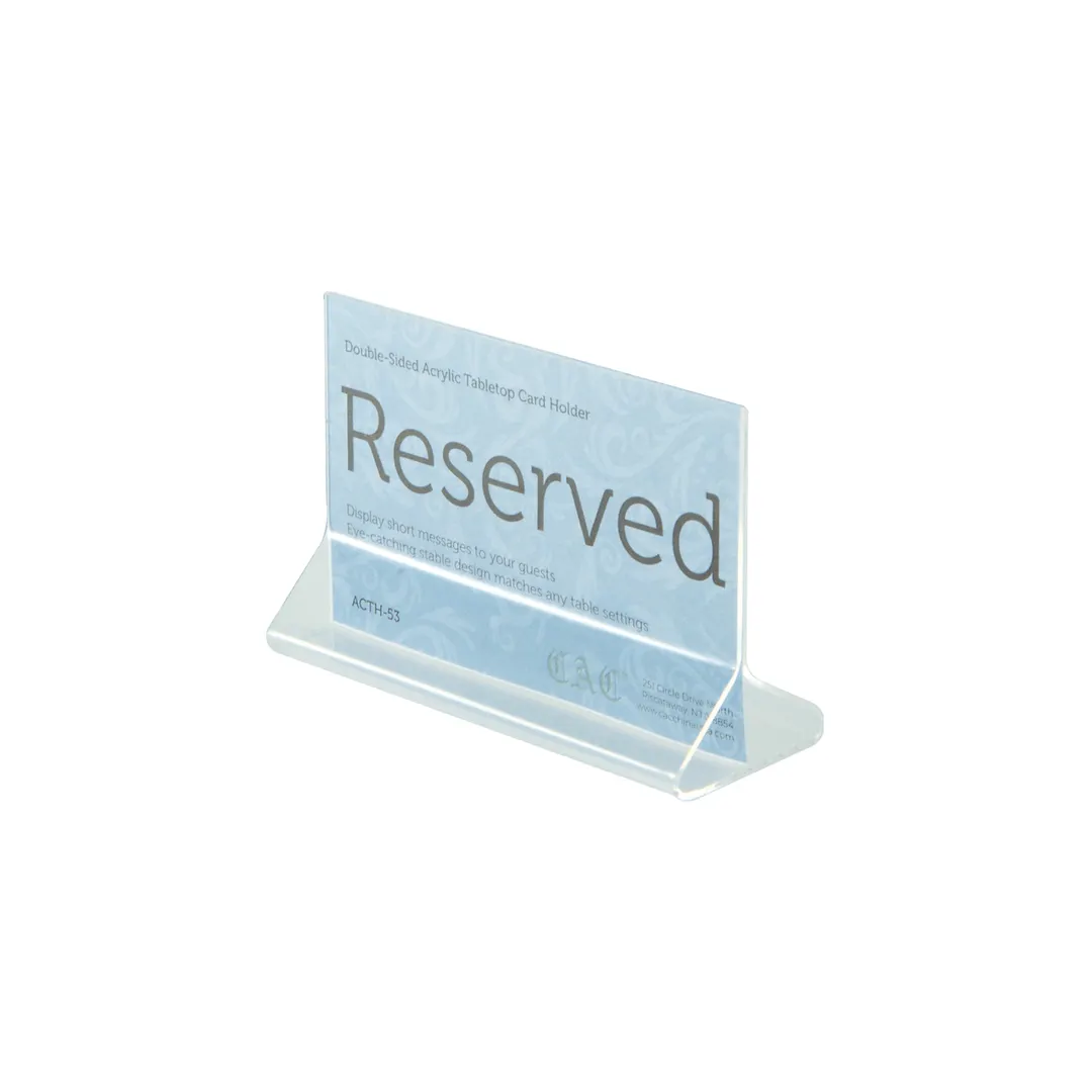 CAC China ACTH-53 Menu Card Holder, 5-1/2"W x 3-1/2"H Acrylic BPA-Free Stand, Height 4"-6"