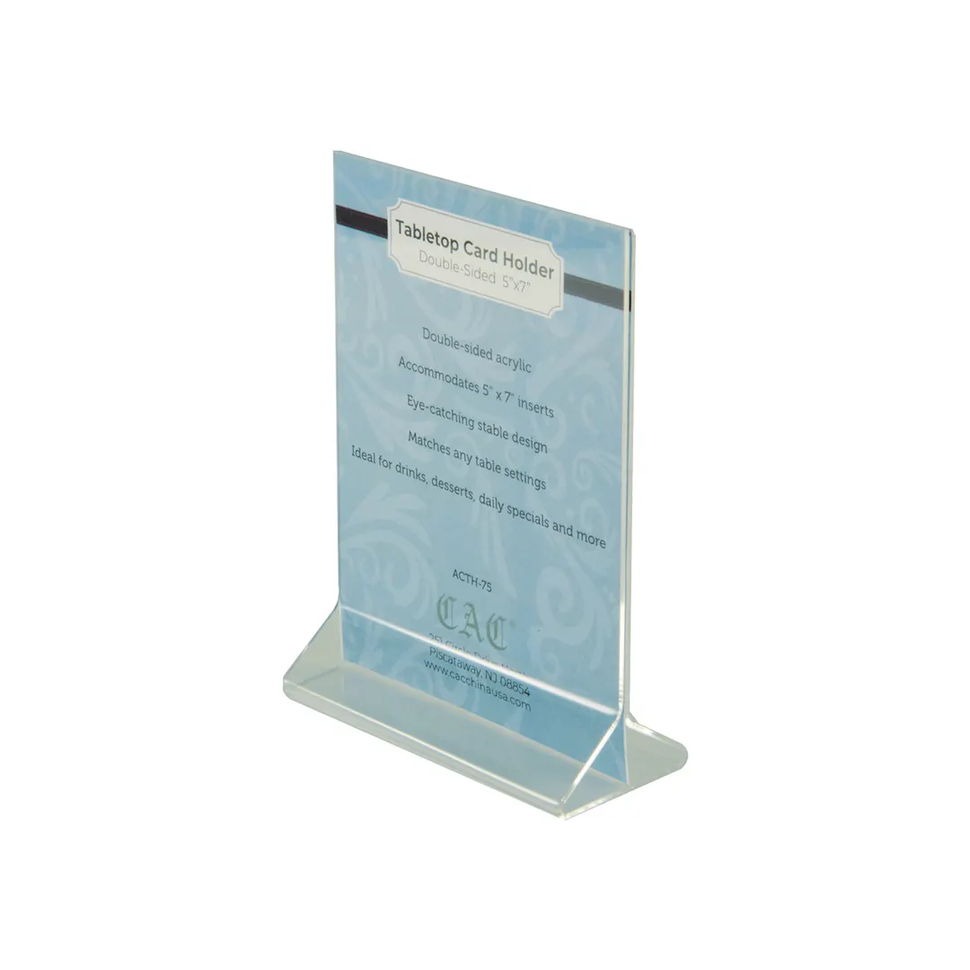 CAC China ACTH-75 Menu Card Holder, 5" W x 7" H Acrylic BPA-Free, Height 7"-9", Certified 29226 -