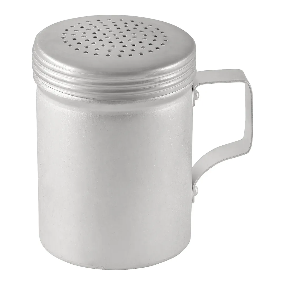 CAC China ADRE-10H Dredge Shaker, 10‑Ounce Aluminum, Silver Handle, Perforated Top, 10‑11 oz