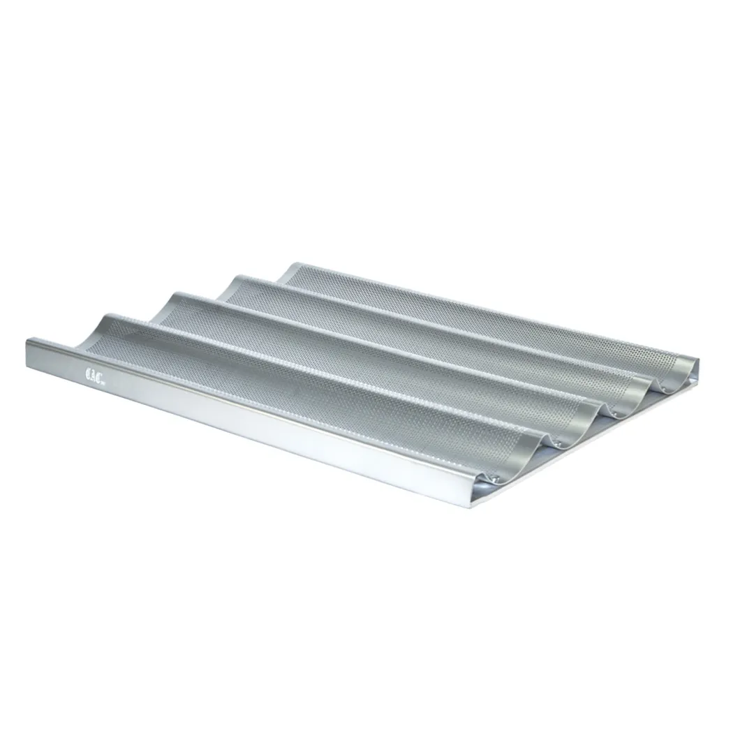 CAC China ALBP-4 French Baguette Pan, 4 Slots, 18" x 26", Perforated, Non-Stick, Aluminum